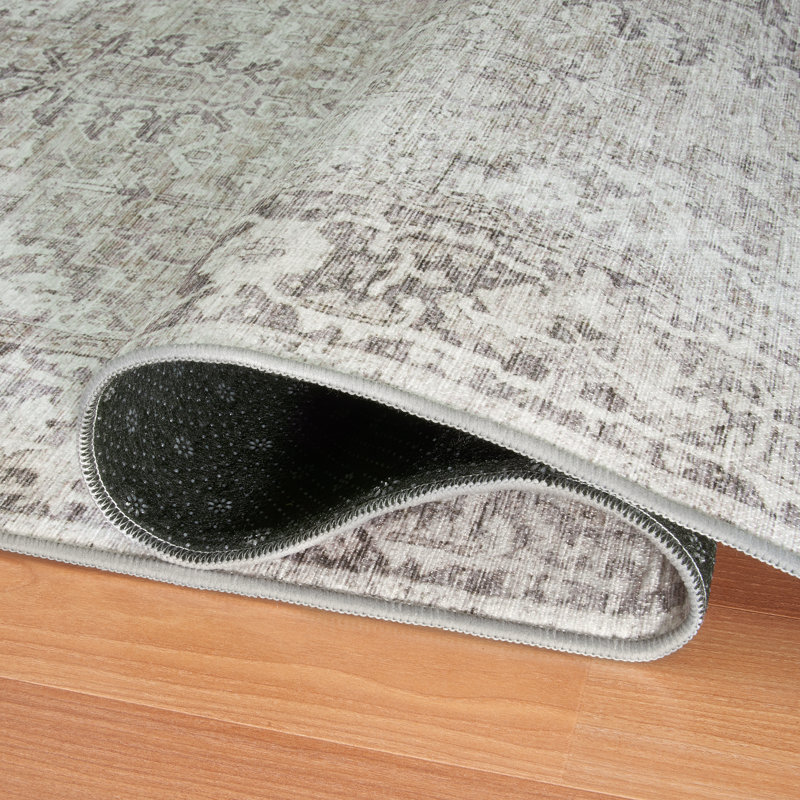 Samiur Lyle Vintage Machine Washable Area Rugs, Runner 2'6" x 10', Beige Ivory