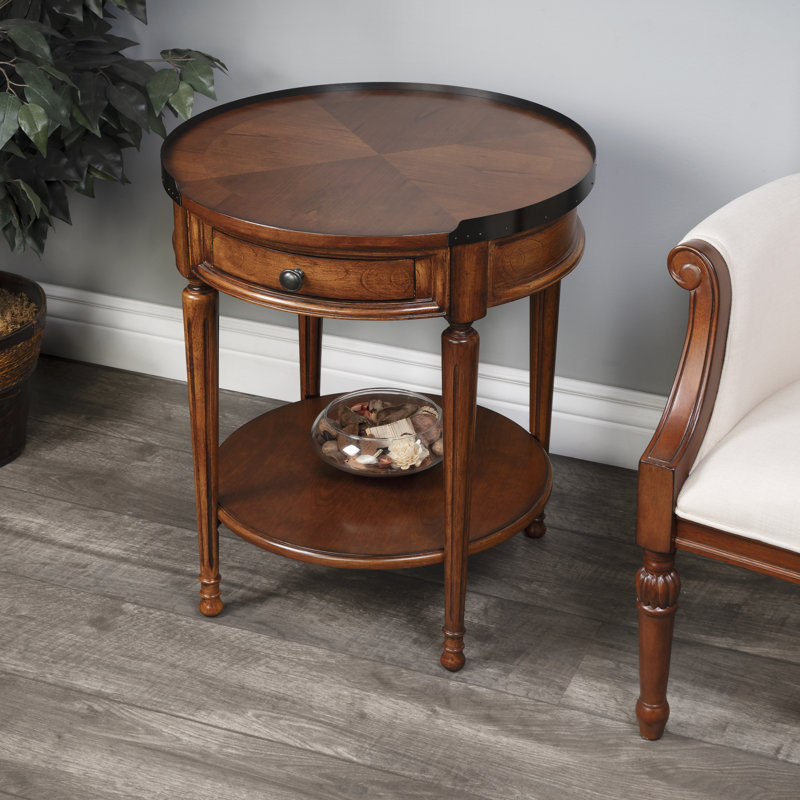Sampson Side Table with Storage, Olive Ash Burl