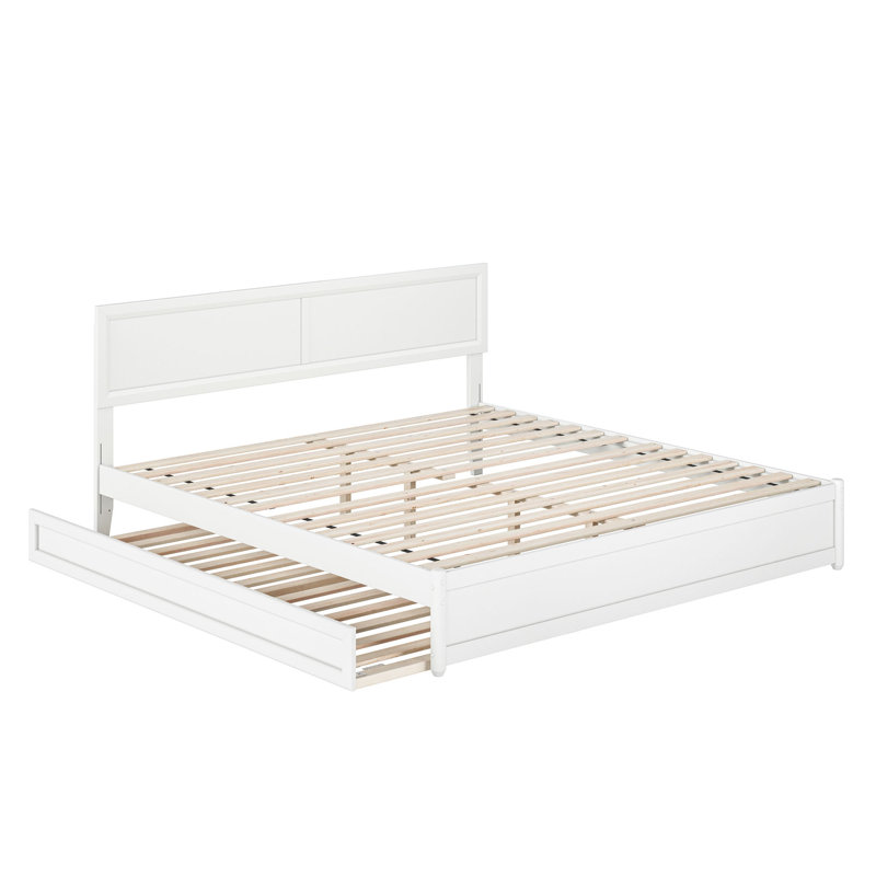 Astley Wood Platform Bed with Panel Footboard and Trundle, King, White