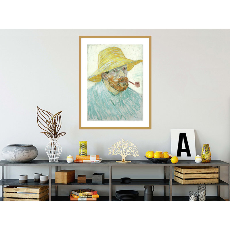 Autoportrait avec tuyau et chapeau de paille par Vincent van Gogh, H 41,5 po x l 32,14 po