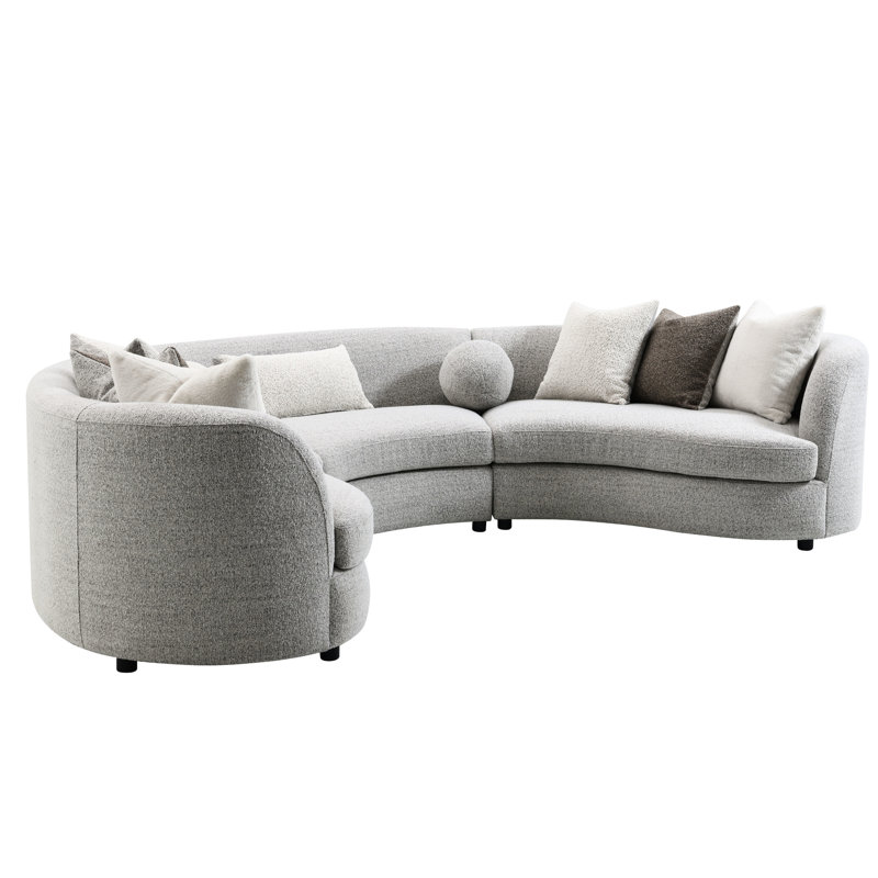 Canapé modulaire gris avec 9 coussins - Courbe contemporaine pour un espace de vie moderne et confortable