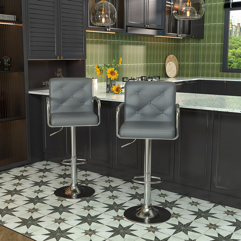 Tabouret de bar Ashelyn, gris, 2 pièces