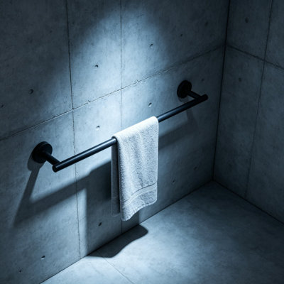 Porte-serviettes de salle de bain en acier inoxydable 30 po, porte-serviettes mural au fini noir mat, conception ronde résistante à la rouille pour porte-serviettes de salle de bain