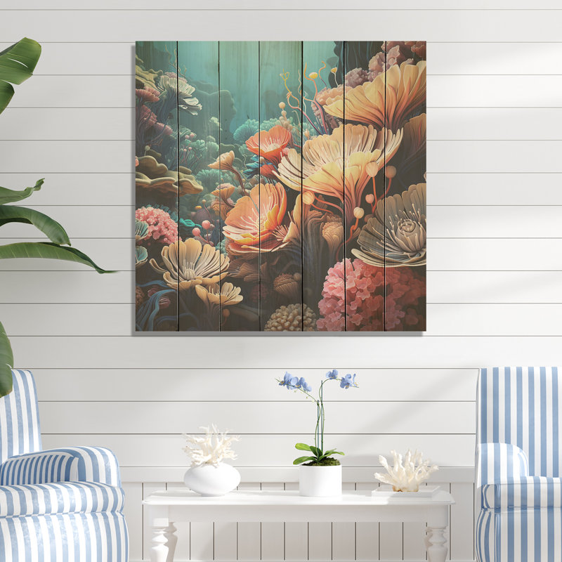 Multicolor Coral Reef Explorations I - corail sur bois, H 15 po x l 15 po