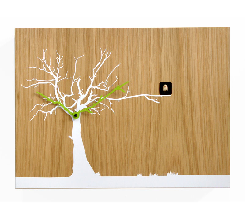 Myrtle Wood Wall Clock, Light Wood/White