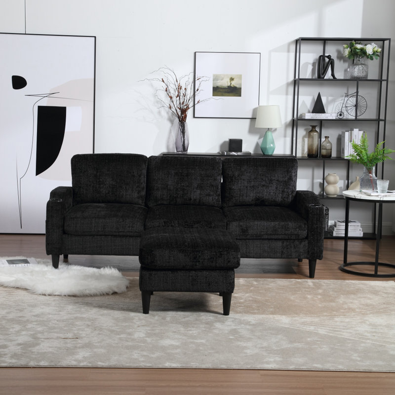 storage sofa /Living room sofa cozy sectional  sofa, Black Polyester