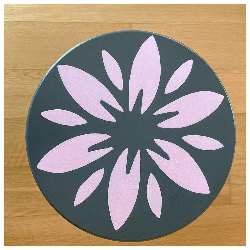 Solid + Manufactured Wood Accent Stool, Pink/Grey