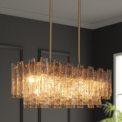Kethe 7 - Light 31"W Dimmable Rectangle Chandelier