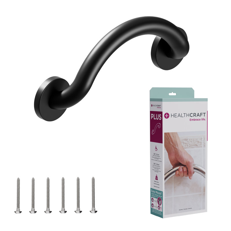 PLUS Corner Shelf 14" in Matte Black, Grab Bar for Bath and Shower Safety (500 lb. Capacity)