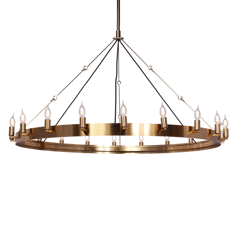 Lustre de roue de style bougie 20 lumières Scanlon, Bronze brillant
