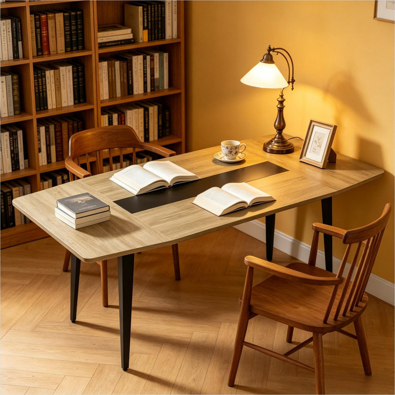Bureau de 114 x 47 x 18,5 cm avec structure métallique, poids : 26,5 kg, système de gestion des câbles
