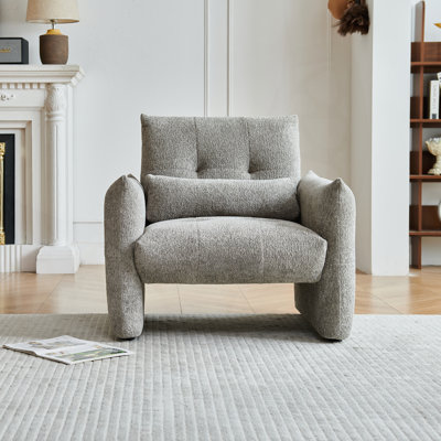 Chaise d'appoint moderne capitonnée avec revêtement en velours Raindrop et coussin lombaire pour le salon, la chambre à coucher ou le coin lecture.
