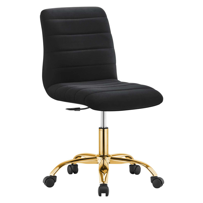 Modway Ripple Armless Performance Velvet Office Chair, Black