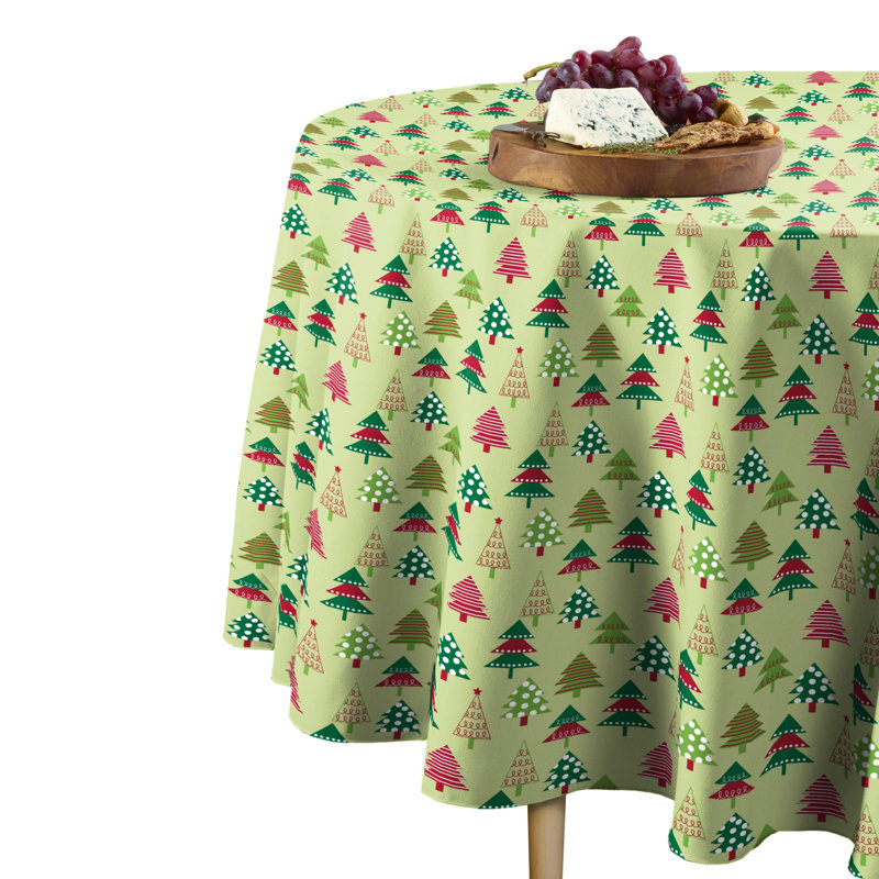 Chayson Geometric Round Christmas Tablecloth, 60" x 60"