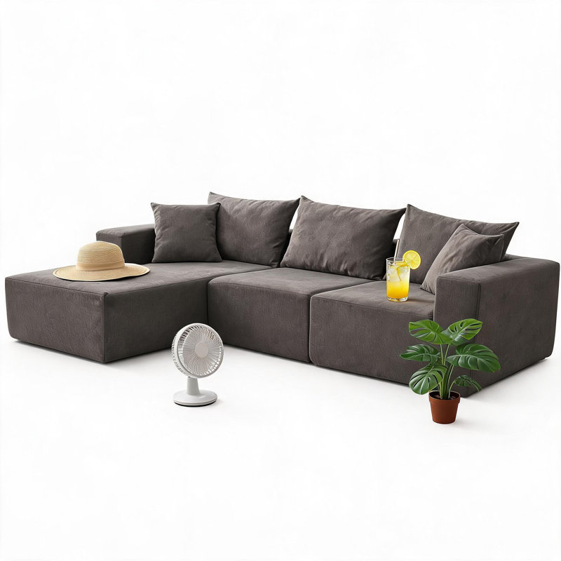 3 Seater Sectional, Gray
