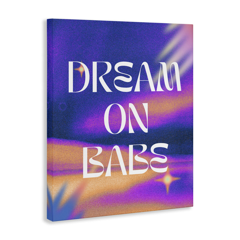  «Dream On Babe», art mural sur toile mauve par House of Lulu, H 30 po x l 24 po
