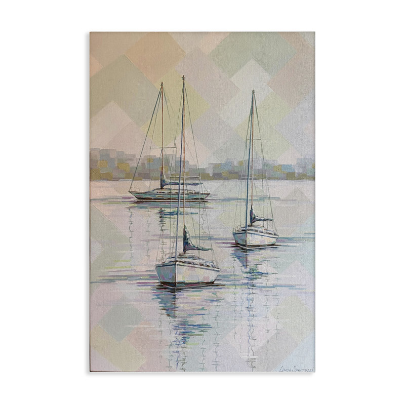 Art mural sur toile Peaceful Reflections on the Bay, design par Linda Sperruche, H 16 po x l 24 po