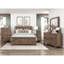 Cadre contemporain de taille grand lit brun rustique contemporain avec placage en bois pour la chambre à coucher, accessoire avec tête de lit, rails, sommier requis-1345427447-1345427444
