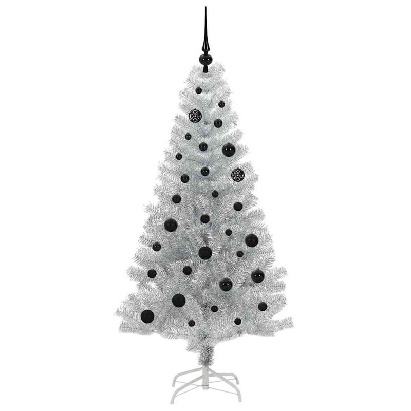 vidaXL Christmas Tree with 300 LEDs with Stand Silver PET, 4.92 ft