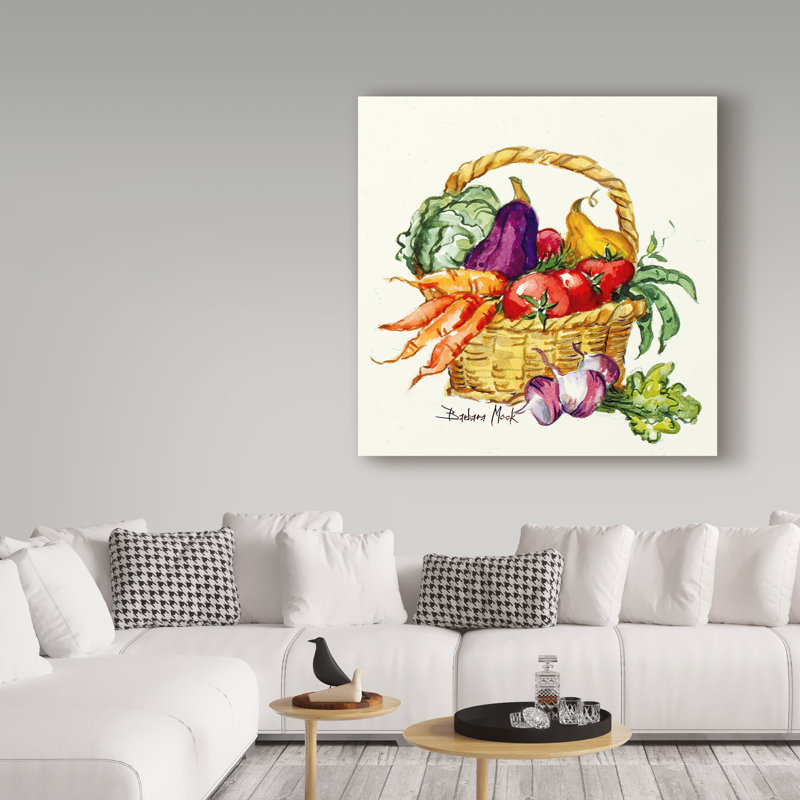 « legumes basket », reproduction de peinture à l’acrylique sur toile tendue, H 14 po x l 14 po x P 2 po