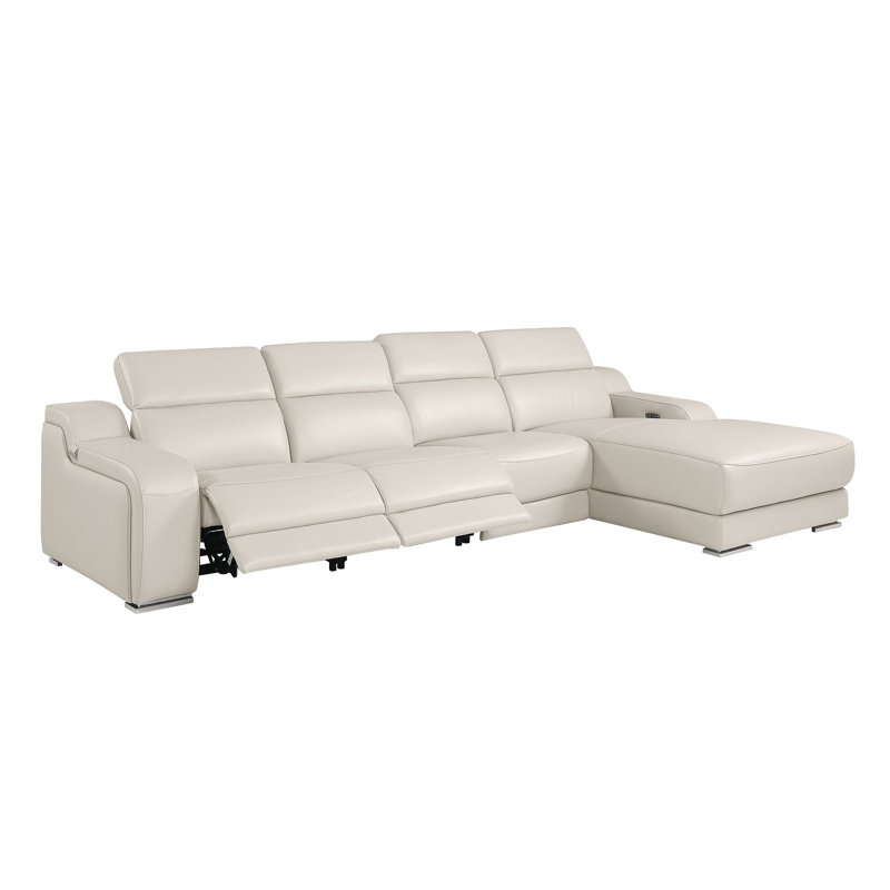 Canapé modulaire Coronado 4 pièces en forme de L en cuir italien de qualité supérieure avec 2 fauteuils inclinables électriques et appuis-tête réglables Coronado