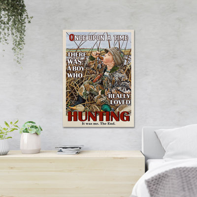 Boy Hunting By River - Once Upon A Time There Was A Boy Who Really Loved Hunting - 1 Piece Rectangle Graphic Art Print On Wrapped Canvas