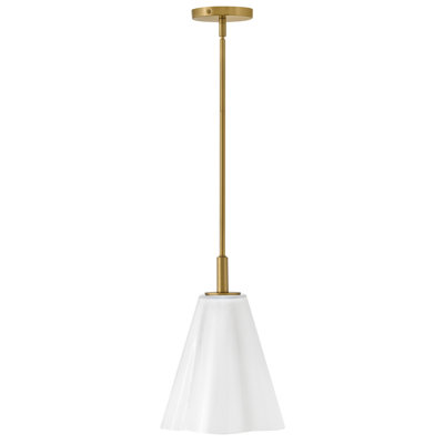 Petit luminaire suspendu miel avec abat-jour en forme de fleur et verre opale