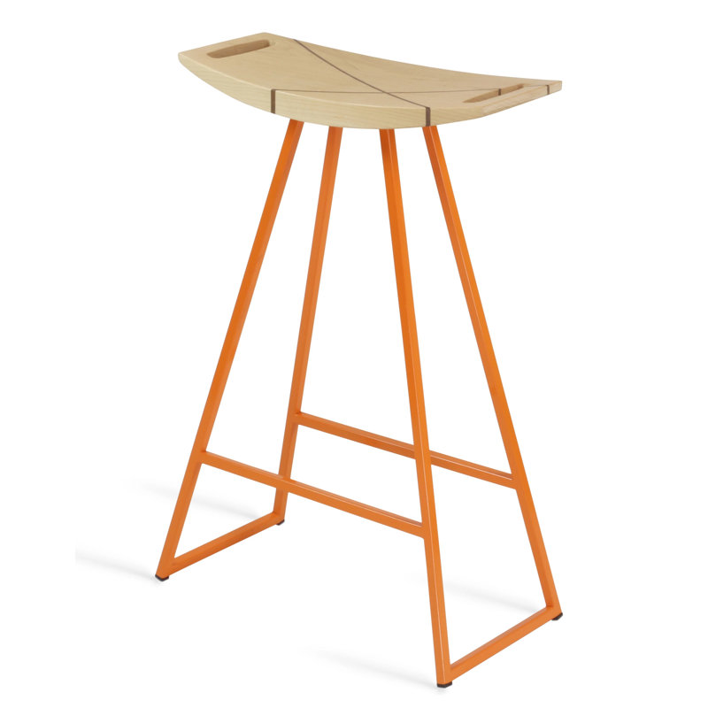 Tabouret de bar et de comptoir Robert, Orange, Érable, Tabouret de comptoir (siège d'une hauteur de 24 p
