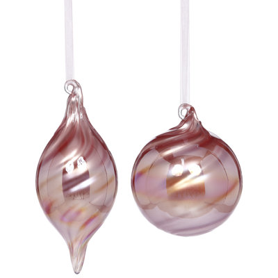 Shiny Ribbed Ornament - 4 Inches Set Of 6