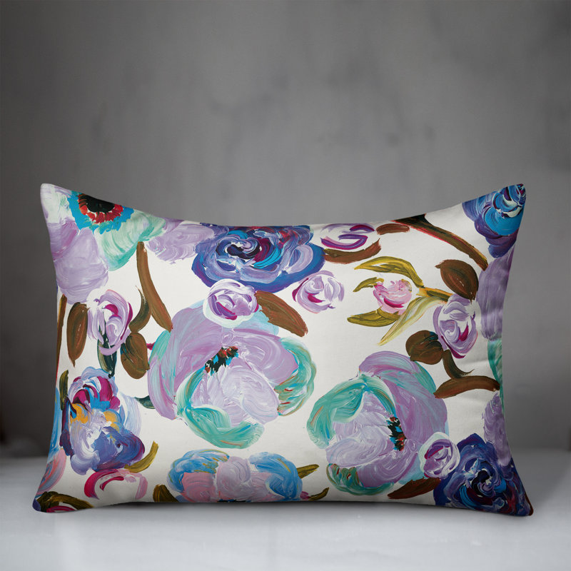 Painted Florals 11 Outdoor Rectangular Pillow Cover & Insert, Purple