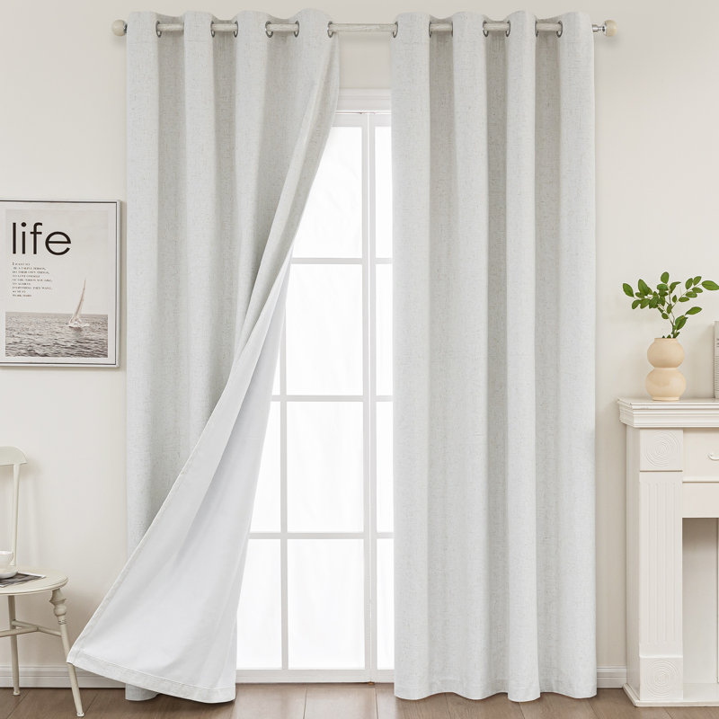 Paire de rideaux occultant avec œillets Getrude, L 52 po x L 108 po, Blanc cassé