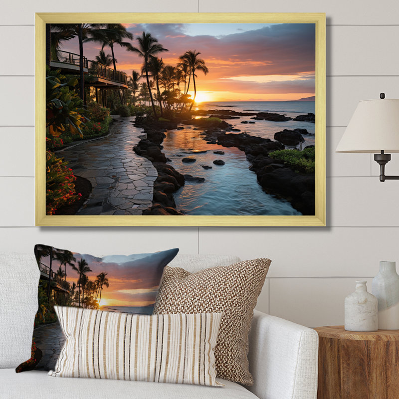 Maui Tropical Dreamscape I, reproduction d'art sur toile, H 34 po x l 44 po x P 1,5 po, Encadrement doré