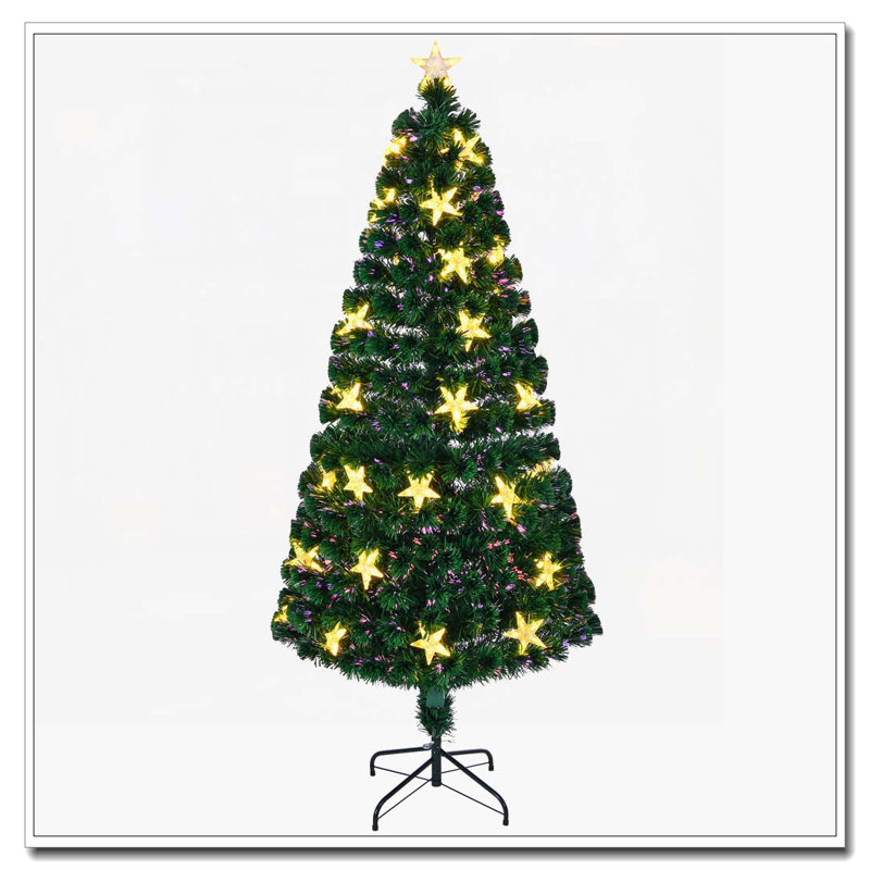 Arbre de Noël en fibre optique 6 pi avec grandes étoiles, H 6 pi 
