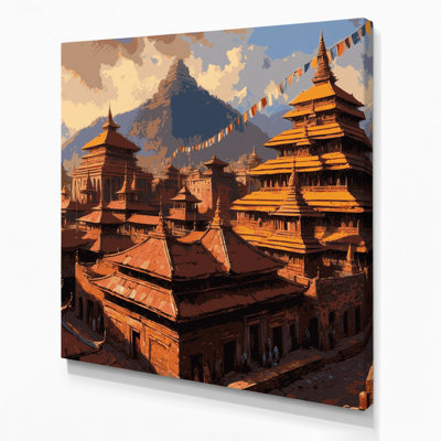 Cities Kathmandu Nepal Brown Canvas Wall Art