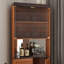 Armoire de rangement d'angle de 70,86 po de hauteur avec portes en verre et dossier en miroir-130670312