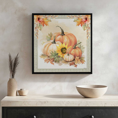 «Fall Pumpkin Floral II» par Nicole DeCamp, reproduction d'art