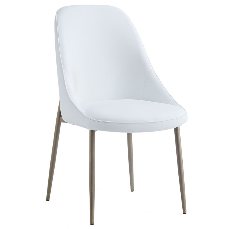 Ensemble de 2 chaises de salle à manger Rafael en blanc et or vieilli, Blanc