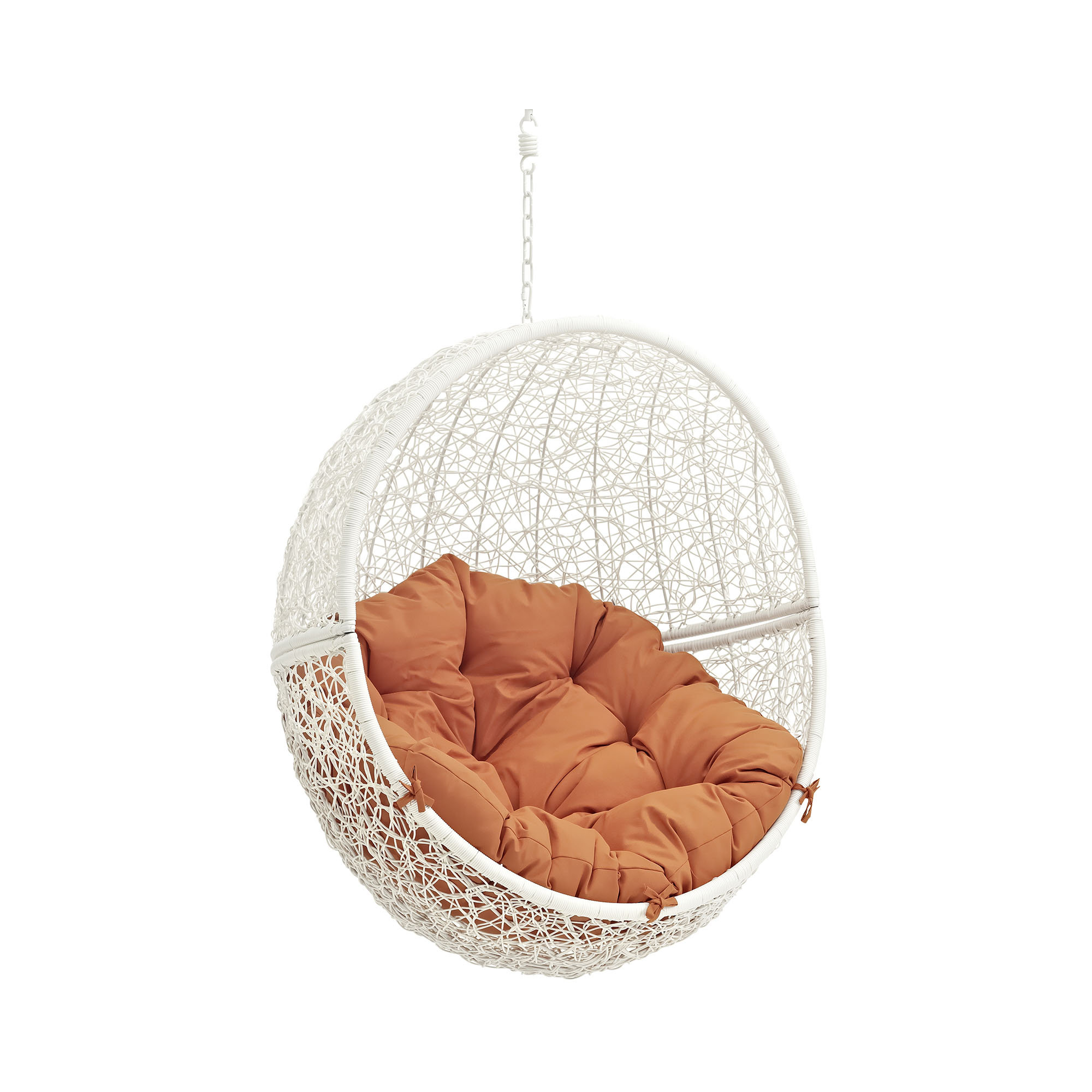 Modway Hide Outdoor Patio Swing Chair Without Stand, White/Orange