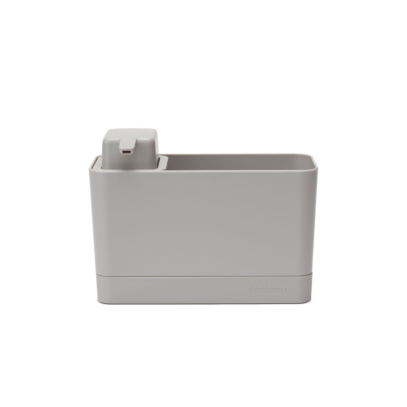 Mid Gray Plastic Sink Organizer with Soap Dispenser