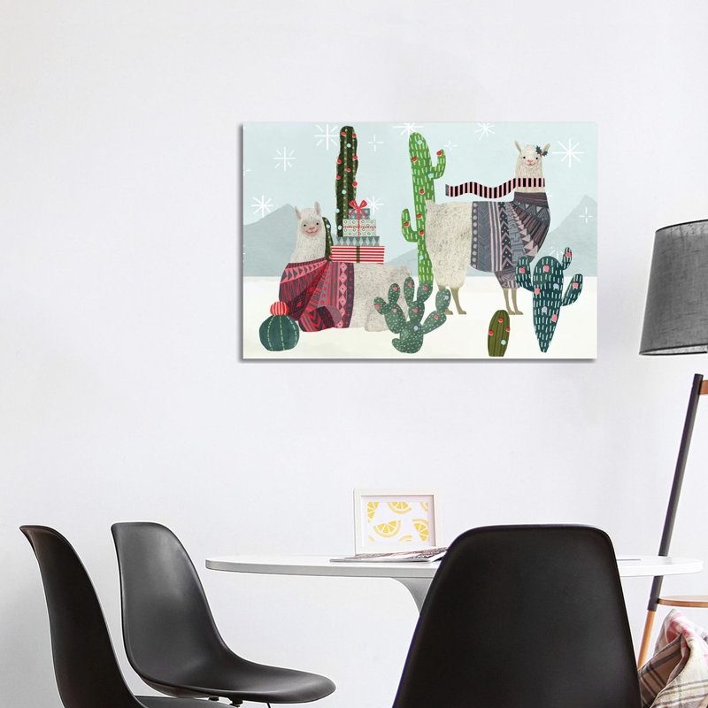 «Holiday Llama Collection A» par Victoria Borges - impression d'art graphique, Toile tendue, Aucun mat