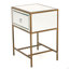 Table de chevet blanche à miroir avec 1 tiroir, petite table de bout avec rangement, table de chevet moderne avec structure en métal pour petit espace, chambre à coucher et salon, blanc, L 18,90 po x l 15,75 po x H 26,40 po