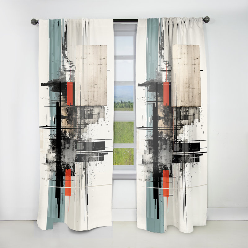 Basdeo - Rideau Collages - Rideau abstrait obscurcissant - 1 panneau, L 52 po x L 63 po