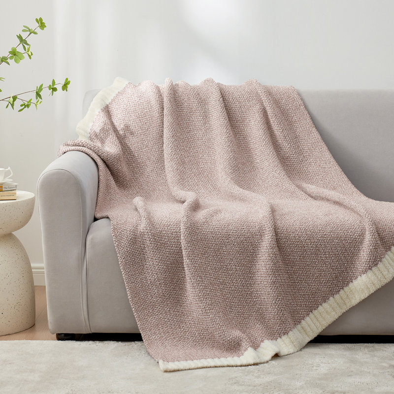  Jeté tricoté réversible Heather Knit, L 60 po x l 50 po, Taupe