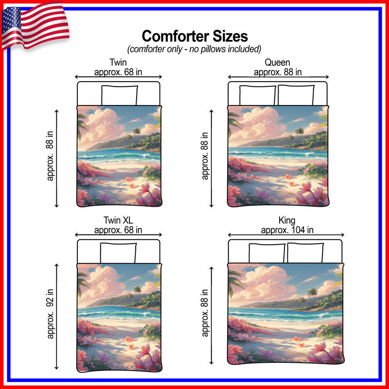 Tropical Beach Scene Comforter, Twin