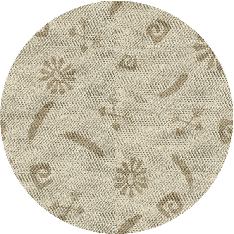 Tapis brun/vert tissé à la machine électrique, Rond 7 pi