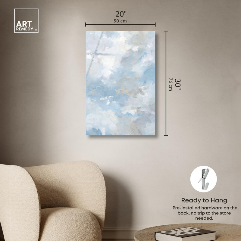 «Azure Mist Shimmer», impression sur toile apaisante par Art Remedy, H 30 po x l 20 po