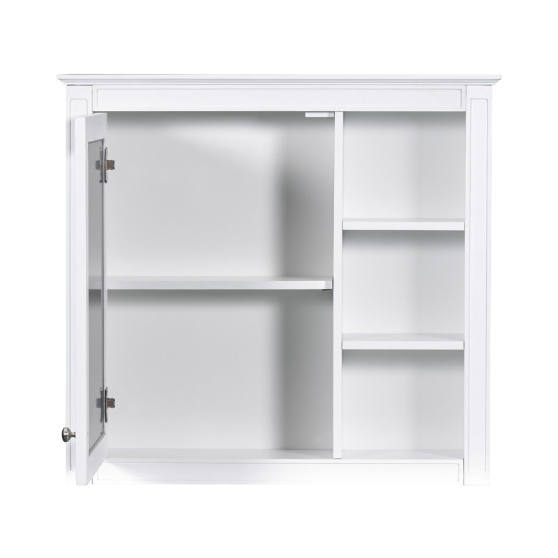 Armoire de rangement moderne pour salle de bain avec miroir, 30 po x 28 po, fixation murale et rangement en verre, armoire à miroir, grand espace, tableau