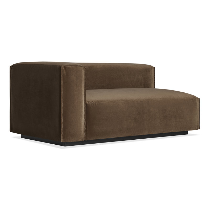 Cleon Chaise Lounge, Coffee Velvet, Left Hand Facing