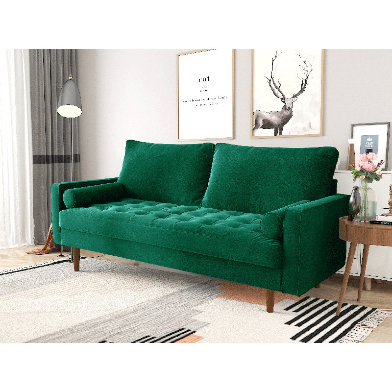 Mauck Modern Sofa,70 Inch Velvet Couch for Living Room,Spring Cushions,Solid Wood Frame,Easy Assembly for Small Spaces