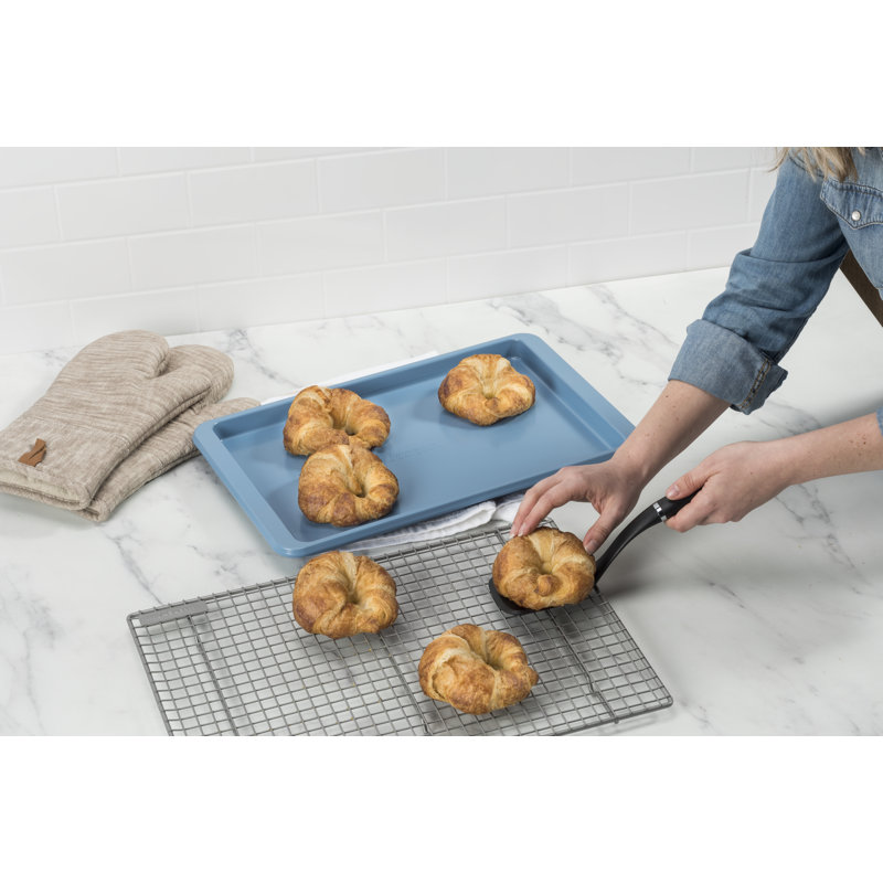 10X15in Nonstick Aluminized Steel Baking Sheet, Blue Velvet, Ink Blue